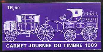 France 1989 Stamp Day 16f80 Booklet complete with first day cancels SG CSB14, stamps on , stamps on  stamps on postal    mail coaches