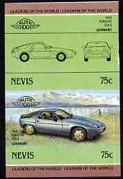 Nevis 1985 75c Porsche (1980) unmounted mint imperf se-tenant pair (as SG 330a), stamps on cars, stamps on porsche