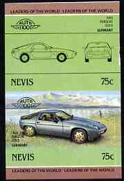 Nevis 1985 75c Porsche (1980) unmounted mint imperf se-tenant pair (as SG 330a), stamps on , stamps on  stamps on cars, stamps on porsche