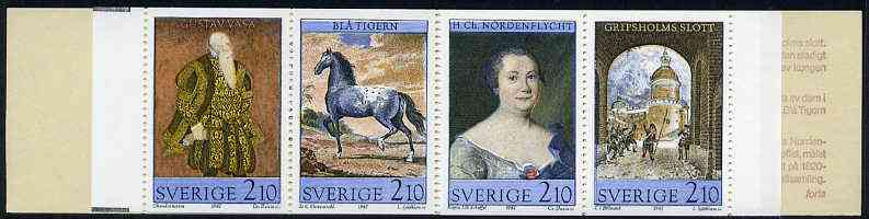 Booklet - Sweden 1987 Gripsholm Castle 16k80 booklet complete and pristine, SG SB399, stamps on castles    arts    horses