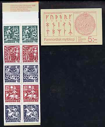 Booklet - Sweden 1981 Norse Mythology 5k booklet complete with first day cancels, SG SB349, stamps on mythology, stamps on vikings