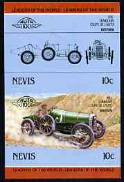 Nevis 1985 10c Sunbeam Coupe (1912) unmounted mint imperf se-tenant pair (as SG 326a), stamps on cars, stamps on sunbeam