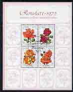 South Africa 1979 Rosafari 1979 Rose Convention m/sheet containing set of 4 very fine cds used, SG MS 470 (includes Gary Player Rose), stamps on flowers, stamps on roses, stamps on golf