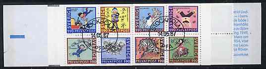 Sweden 1987 Rebate Stamps 38k booklet complete with first day cancels, SG SB397, stamps on , stamps on  stamps on children     literature     dragon    bicycles    dancing, stamps on dolls