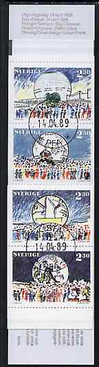 Sweden 1989 Globe Arena 18k40 booklet complete with first day cancels, SG SB415, stamps on ice hockey    gymnastics    music    stadium   entertainments, stamps on  gym , stamps on gymnastics, stamps on 