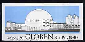 Sweden 1989 Globe Arena 18k40 booklet complete and pristine, SG SB415, stamps on ice hockey    gymnastics    music    stadium   entertainments, stamps on  gym , stamps on gymnastics, stamps on 