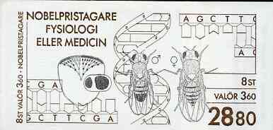 Sweden 1989 Nobel Prize Winners for Medicine 28k80 booklet complete and very fine, SG SB423, stamps on nobel    medical    insects