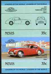 Nevis 1985 35c Cisitalia Coupe (1948) unmounted mint imperf se-tenant pair (as SG 328a), stamps on cars