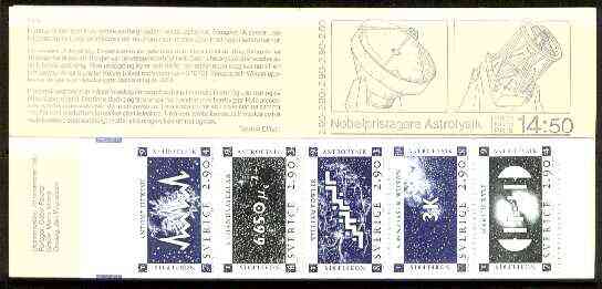 Sweden 1987 Nobel Prize Winners for Physics 14k50 booklet complete and very fine, SG SB404, stamps on , stamps on  stamps on nobel    physics    science     space     radio    telescopes