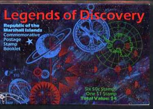 Marshall Islands 1992 Legends of Discovery $4 booklet complete with first day cancels SG SB21, stamps on , stamps on  stamps on ships    columbus    explorers    space      astronomy    planets