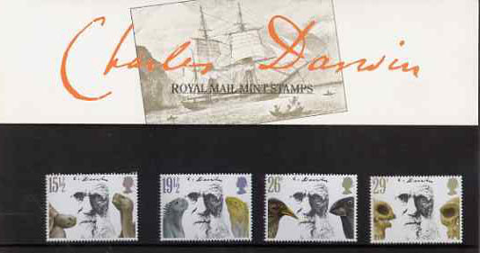 Great Britain 1982 Death Centenary of Charles Darwin set of 4 in official presentation pack SG 1175-78, stamps on animals, stamps on personalities, stamps on dinosaurs, stamps on death, stamps on darwin