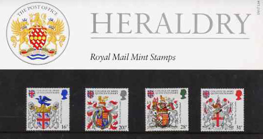 Great Britain 1984 College of Arms 500th Anniversary set of 4 in official presentation pack SG 1236-39, stamps on arms, stamps on heraldry