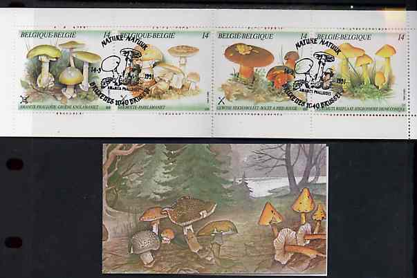 Belgium 1991 Fungi 56f booklet complete with first day cancels, SG SB53, stamps on , stamps on  stamps on fungi