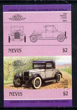 Nevis 1985 $2 Pontiac 2-door (1926) unmounted mint imperf se-tenant pair (as SG 336a), stamps on cars, stamps on pontiac