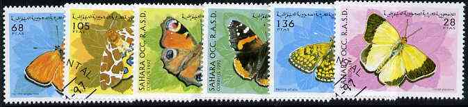 Sahara Republic 1997 Butterflies complete set of 6 values cto used, stamps on butterflies