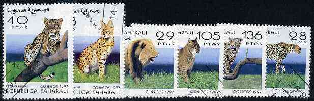 Sahara Republic 1997 Big Cats complete set of 6 values cto used, stamps on , stamps on  stamps on animals     cats
