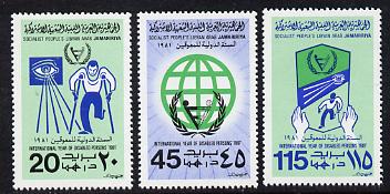 Libya 1981 International Year of the Disabled set of 3 unmounted mint, SG 1068-70, stamps on , stamps on  stamps on disabled