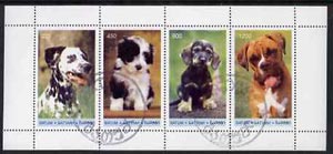 Batum 1996 Puppies perf strip of 4 values cto used, stamps on , stamps on  stamps on dogs    dalmation      boxer