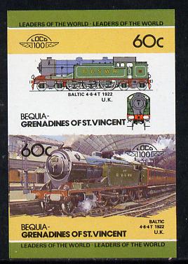 St Vincent - Bequia 60c Baltic (4-6-4T) unmounted mint imperf se-tenant pair, stamps on railways