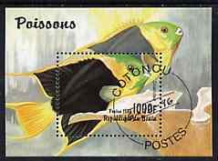Benin 1996 Tropical Fish perf miniature sheet cto used, stamps on fish