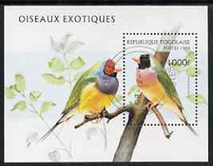 Togo 1996 Birds perf miniature sheet cto used, stamps on , stamps on  stamps on birds