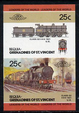 St Vincent - Bequia 1985 Locomotives #3 (Leaders of the World) 25c (0-8-0 Class G2) unmounted mint imperf se-tenant pair, stamps on , stamps on  stamps on railways