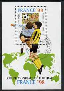 Laos 1996 France '98 Football World Cup perf miniature sheet cto used, stamps on football    maps, stamps on sport