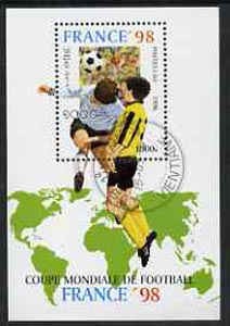 Laos 1996 France 98 Football World Cup perf miniature sheet cto used, stamps on football    maps, stamps on sport