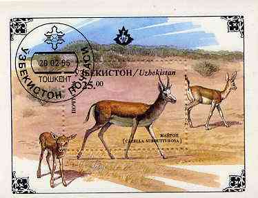 Uzbekistan 1996 Antelope perf miniature sheet cto used, stamps on , stamps on  stamps on animals, stamps on antelope