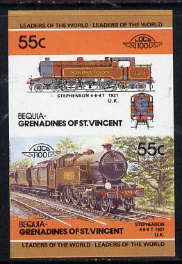 St Vincent - Bequia 55c Stephenson (4-6-4T) unmounted mint imperf se-tenant pair, stamps on , stamps on  stamps on railways