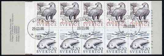 Sweden 1988 Coastal Wildlife 22k booklet complete with first day cancels, SG SB407, stamps on , stamps on  stamps on birds      eagle    birds of prey     seals     