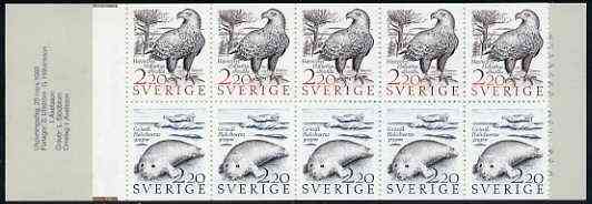 Sweden 1988 Coastal Wildlife 22k booklet complete and very fine, SG SB407, stamps on birds      eagle    birds of prey     seals     