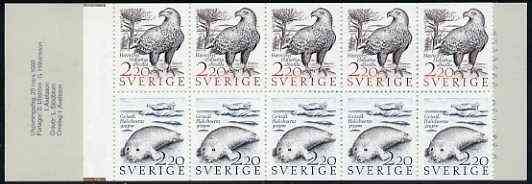 Sweden 1988 Coastal Wildlife 22k booklet complete and very fine, SG SB407, stamps on birds      eagle    birds of prey     seals