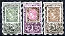 Spain 1965 Centenary of Perforated Stamps unmounted mint set of 3, SG 1749-51, stamps on stamp centenary