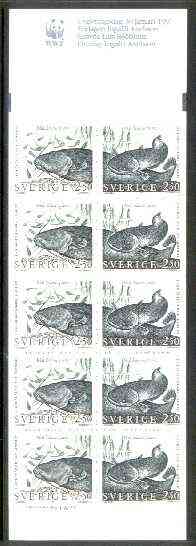 Sweden 1991 WWF - Freshwater Fishes 25k booklet complete and pristine, SG SB434, stamps on , stamps on  stamps on wwf    fish, stamps on  stamps on  wwf , stamps on  stamps on 