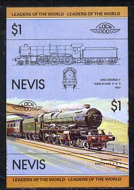 Nevis 1983 Locomotives #1 (Leaders of the World) King George V $1 unmounted mint se-tenant imperf pair in issued colours (as SG 146a), stamps on , stamps on  stamps on railways