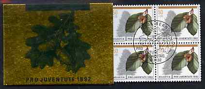 Switzerland 1992 Pro Juventute 8f50 booklet complete with first day commemorative cancels, SG JSB42, stamps on , stamps on  stamps on trees