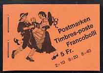 Booklet - Switzerland 1979 Folk Customs 5f booklet (orange cover) complete with first day commemorative cancels, SG SB57, stamps on folklore    dancing