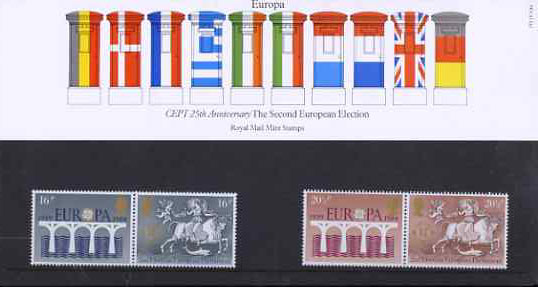 Great Britain 1984 Europa - 25th Anniversary of CEPT set of 4 in official presentation pack SG 1249-52 , stamps on europa, stamps on dolphins, stamps on bovine