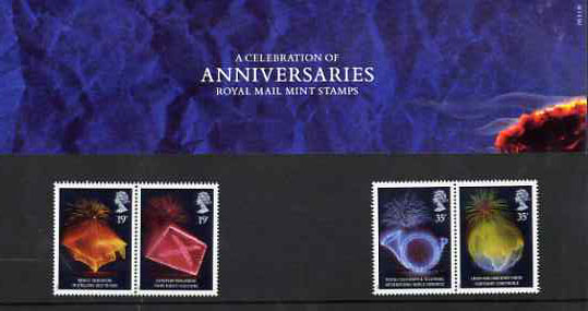 Great Britain 1989 Anniversaries set of 4 (2 se-tenant pairs) in official presentation pack SG 1432-35, stamps on education    voting    postal, stamps on fireworks