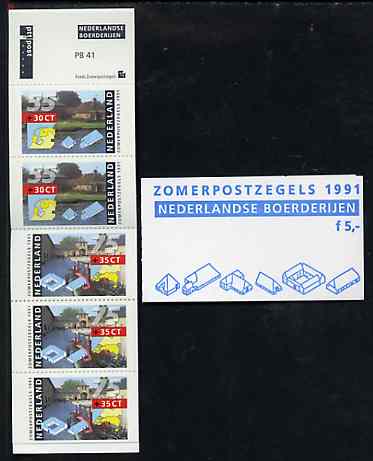 Netherlands 1991 Welfare Funds - Farm Houses 5g booklet complete and fine, SG SB103, stamps on , stamps on  stamps on farming    agriculture     