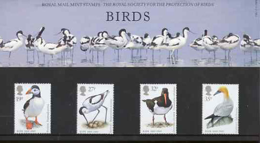 Great Britain 1989 Centenary of Royal Society for the Protection of Birds set of 4 in official presentation pack SG 1419-22, stamps on birds