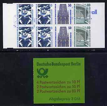 Germany - West Berlin 1989 Tourist Sights 3m booklet complete and pristine, SG BSB14, stamps on , stamps on  stamps on airports     cathedrals       museums    tourism    