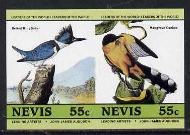 Nevis 1985 Kingfisher & Cuckoo (John Audubon 55c) unmounted mint imperf se-tenant pair (as SG 271a), stamps on audubon, stamps on birds, stamps on kingfisher