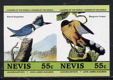 Nevis 1985 Kingfisher & Cuckoo (John Audubon 55c) unmounted mint imperf se-tenant pair (as SG 271a), stamps on , stamps on  stamps on audubon, stamps on birds, stamps on kingfisher