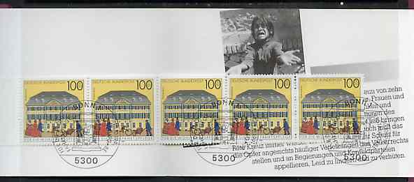 Germany - West 1991 Red Cross 7m50 booklet complete with commemorative cancels (contains SG 2419 x 5), stamps on , stamps on  stamps on postal         red cross