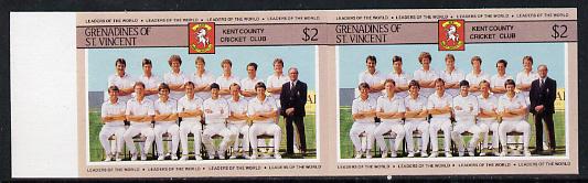 St Vincent - Grenadines 1985 Cricketers #3 - $2 Kent Team - unmounted mint imperf pair (as SG 368), stamps on cricket, stamps on sport