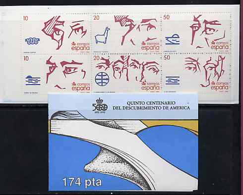 Spain 1988 500th Anniversary of Discovery of America (3rd Issue) 174p booklet complete and fine, SG SB6, stamps on , stamps on  stamps on americana      explorers    