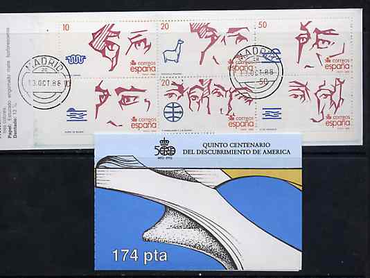 Spain 1988 500th Anniversary of Discovery of America (3rd Issue) 174p booklet complete with first day cancels, SG SB6, stamps on americana, stamps on  explorers, stamps on 