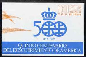 Spain 1986 500th Anniversary of Discovery of America (1st Issue) 160p booklet complete and fine, SG SB2, stamps on americana, stamps on  personalities